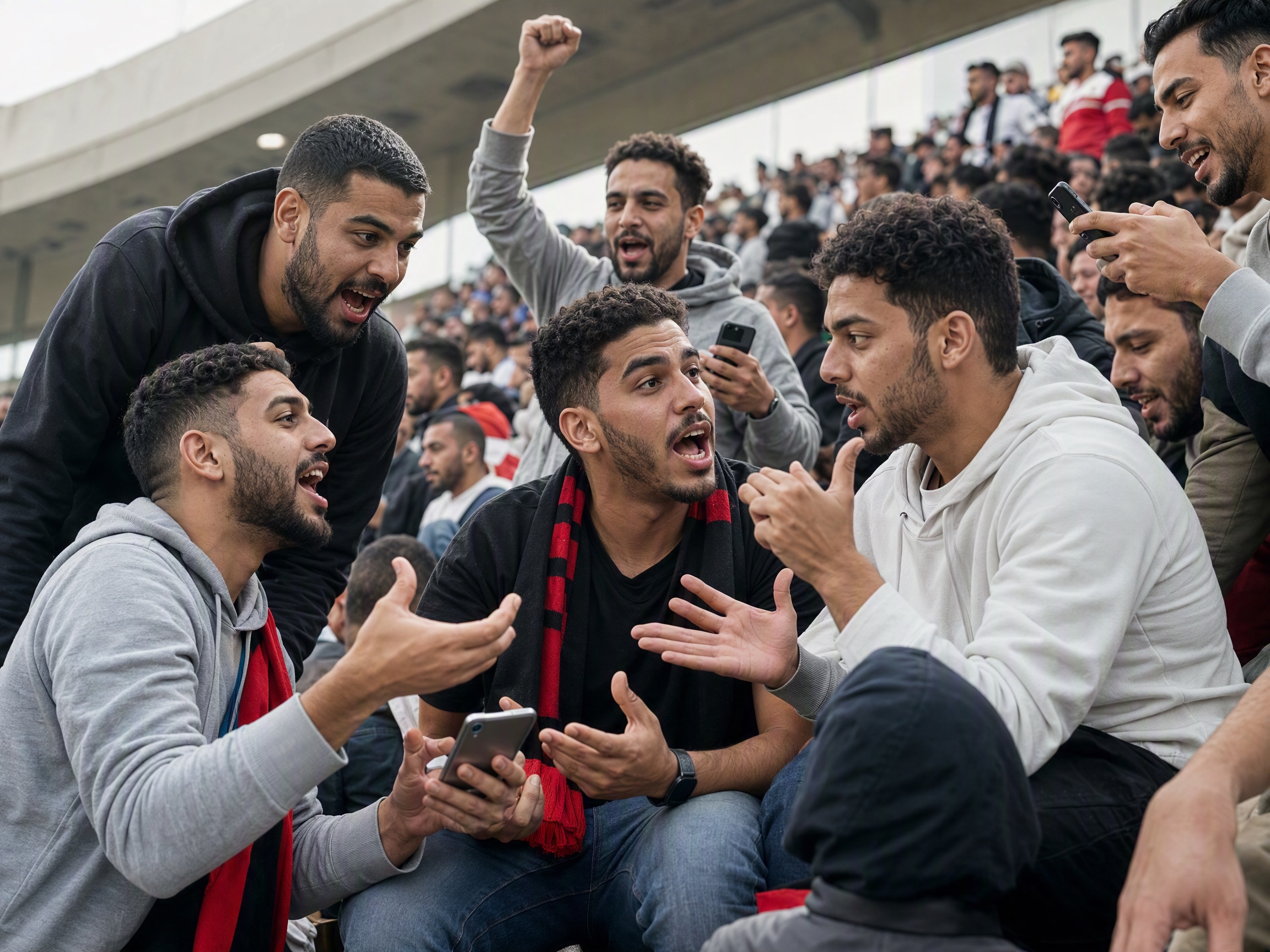 Egyptian football supporters celebrating together